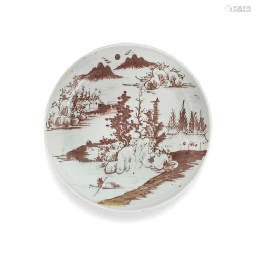 A COPPER-RED 'LANDSCAPE' DISH