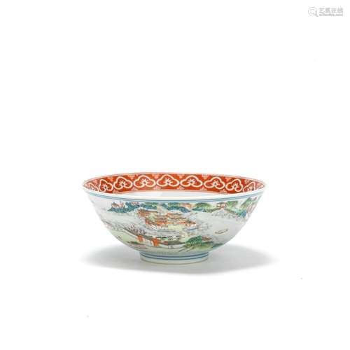 AN ENAMELLED 'TEN VIEWS OF JIANGXI PROVINCE' BOWL