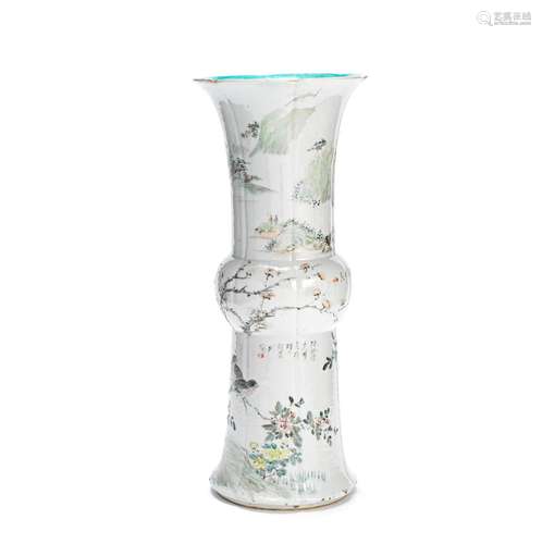 A QIANJIANGCAI-ENAMELLED BEAKER VASE, GU