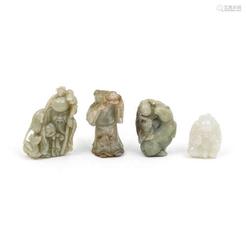 FOUR JADE FIGURAL GROUPS