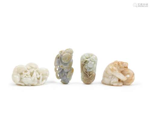 A GROUP OF FOUR JADE CARVINGS