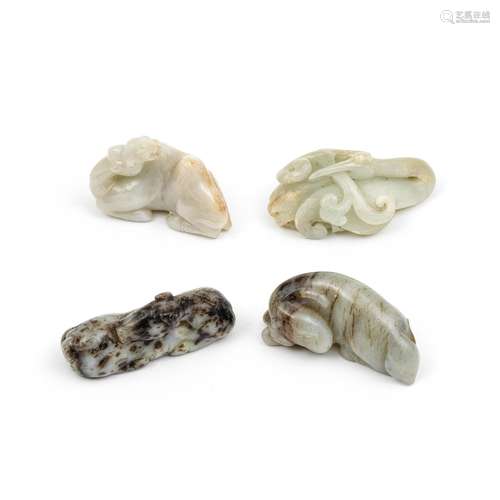 A GROUP OF FOUR JADE ANIMALS