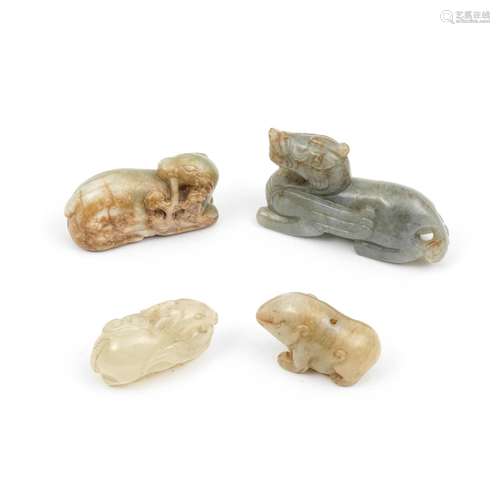 A GROUP OF FOUR JADE ANIMALS