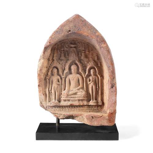 A 'BUDDHA AND BODHISATTVA' TERRACOTTA PLAQUE