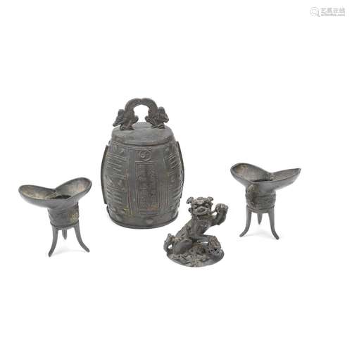 A GROUP OF FOUR BRONZE VESSELS