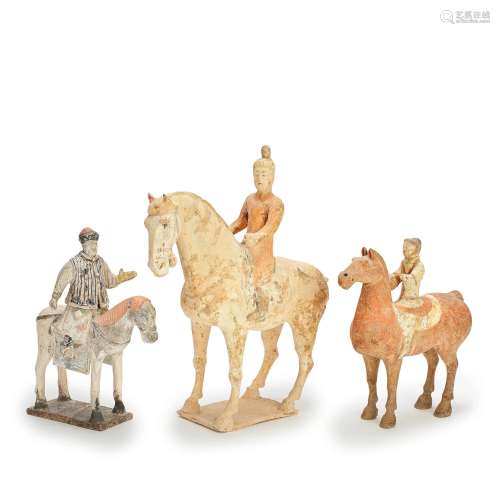 THREE POTTERY EQUESTRIAN GROUPS