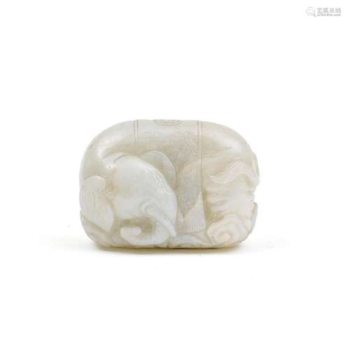 A PALE JADE CARVING OF AN ELEPHANT