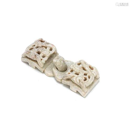 A CHICKEN BONE JADE BELT-BUCKLE