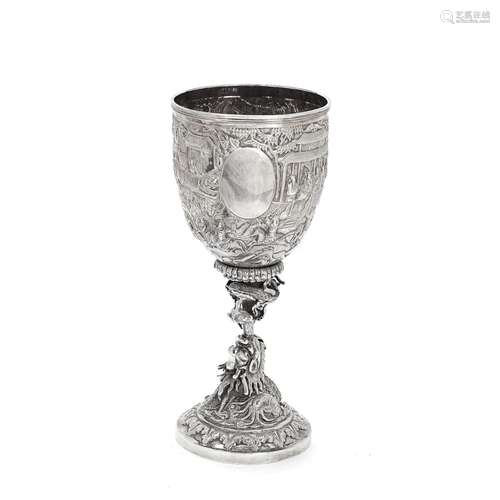 A LARGE EXPORT SILVER PRESENTATION CUP