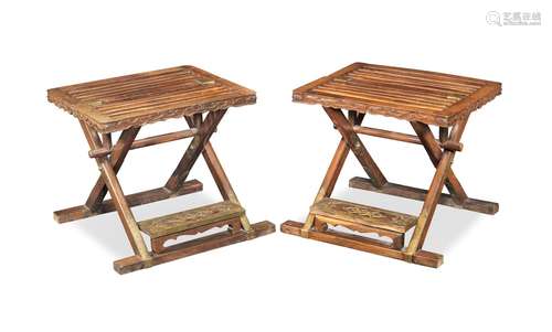 A PAIR OF JICHIMU FOLDING STOOLS