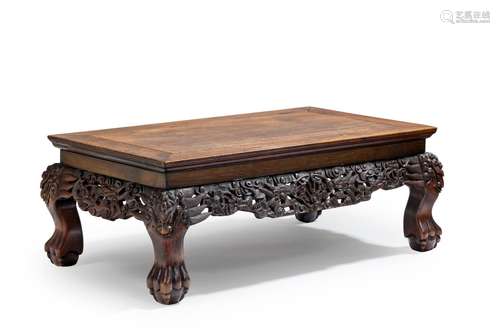 A HUANGHUALI AND HARDWOOD LOW TABLE, KANG