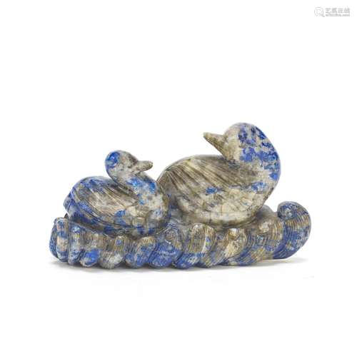 A LAPIS LAZULI 'MANDARIN DUCKS' GROUP