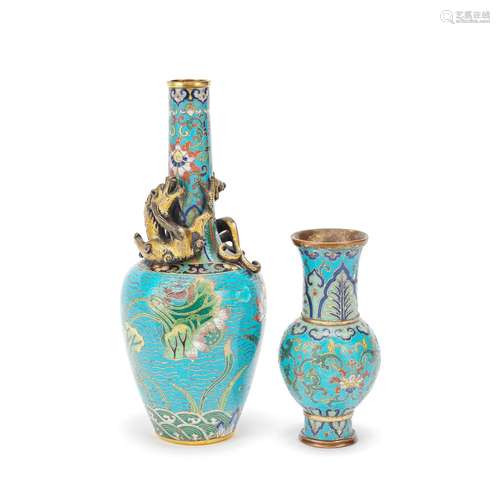 TWO CLOISONNÉ-ENAMEL VASES