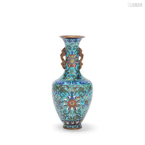 A CLOISONNÉ-ENAMEL BALUSTER VASE