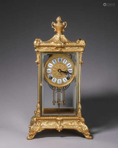 铜鎏金机械座钟