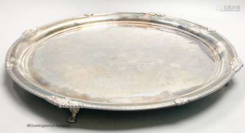 A 1960's silver circular salver with engraved inscription, S...