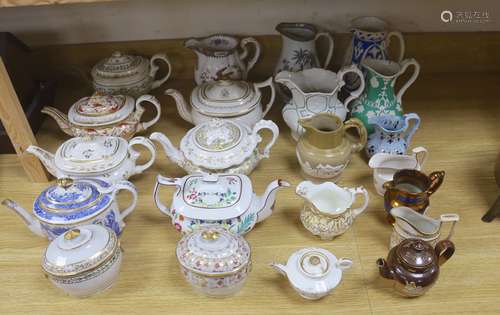 A group of mainly 19th century ceramics, teapots and jugs