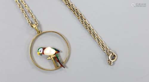 An early 20th century 15ct, enamel and baroque pearl set ope...