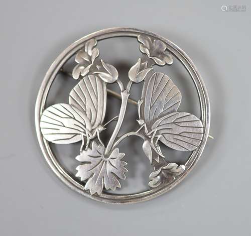 A Georg Jenson sterling Moonlight Blossom brooch, no. 283, d...