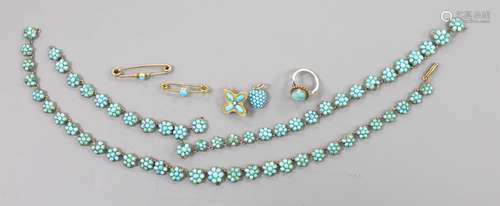 A group of assorted Victorian and later turquoise set jewell...