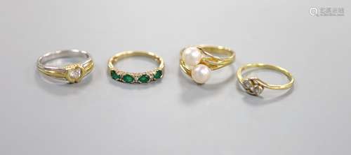 Two 18k and diamond set rings, including solitaire and two s...