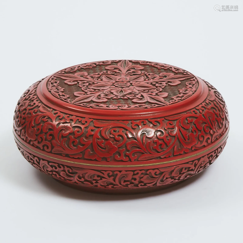 A Chinese Carved Lacquer Box, Mid-20th Century, ????