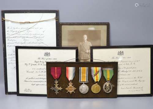 A Great War group of five medals to Lt Col. F.Gracie., O.B.E...