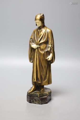 A. Faguelle, a bronze and ivory figure of Dante, c.1900, fou...