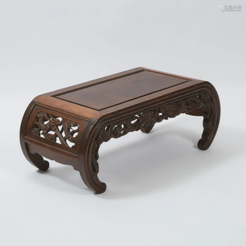 A Chinese Rosewood Low Table, Kang, Early 20th Century,