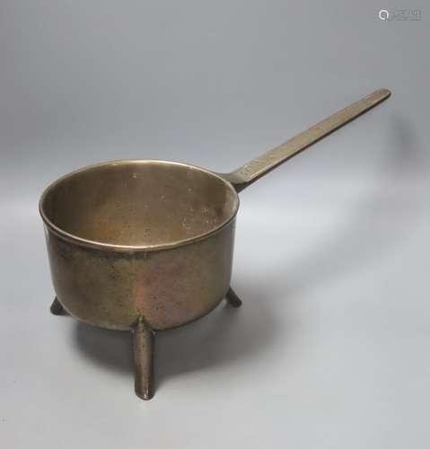 An 18th century ‘30’ bell metal skillet by Warner, by the Wa...