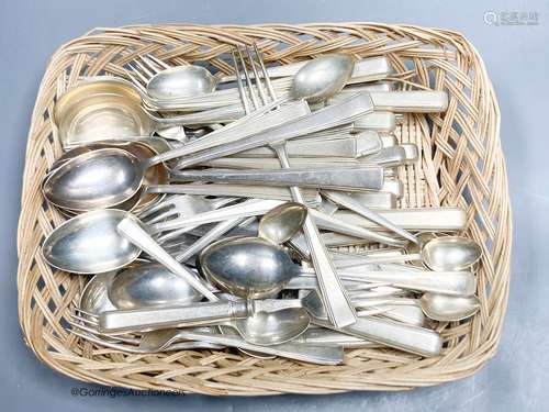 A part canteen of modern silver flatware, comprising fifty n...