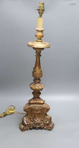 A late 19th century Italian Baroque style giltwood and gesso...