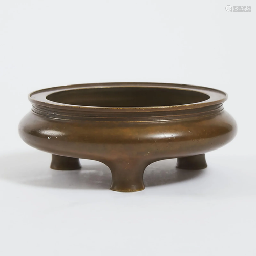 A Bronze Tripod Censer, 'Qing De Tang' Mark, '???'???,