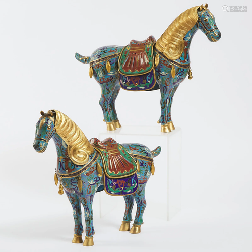 A Pair of Chinese Cloisonné Horses, 20th Century, ????