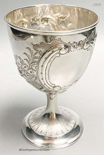 A Victorian embossed silver goblet, Samuel Keeley, Birmingha...