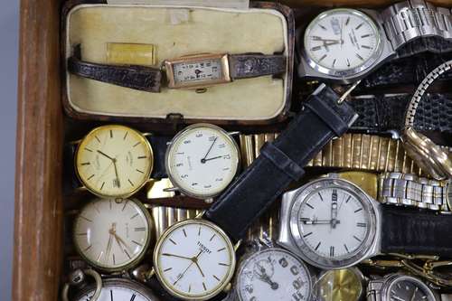 A lady's 9ct gold cased manual wind wrist watch and a quanti...