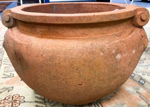 A Compton pottery terracotta scroll garden planter, impress ...