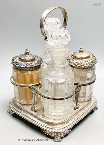 A George III silver cruet stand, by Emes & Barnard, London, ...