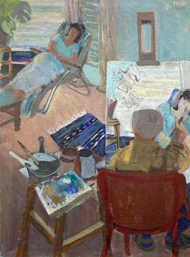 Myrta Fisher (1917-1999), oil on canvas, 'Studio Interior', ...