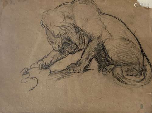 Early 20th century English school, charcoal drawing, Study o...