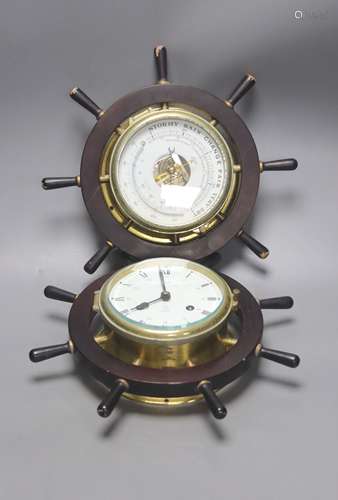 A pair of Schatz marine style wall hanging instruments: a cl...