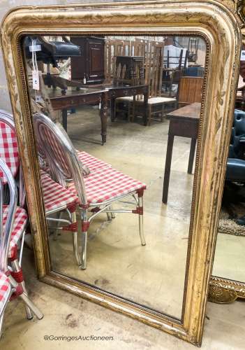 A 19th century French giltwood overmantel mirror, width 90cm...