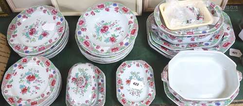 A Spode stone china floral-decorated part dinner service, c....