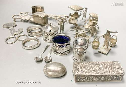 Sundry small silver including a pair of George III silver ca...