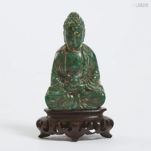 A Small Hardstone Carved Shakyamuni Pendant, Mid 20th