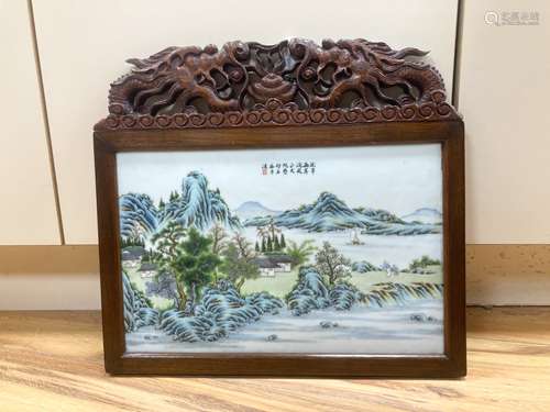 A 20th century Republic period porcelain plaque decorated in...