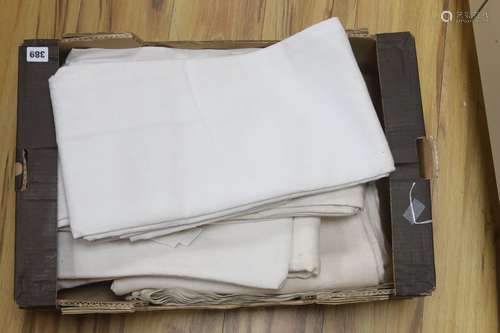 Six French Provincial coarse linen sheets