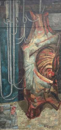 Tony Sigrist, oil on canvas, 'Meat Hook', signed, 121 x 60cm...