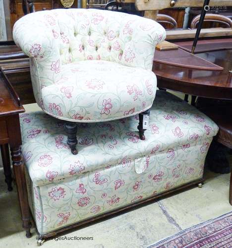 A late Victorian upholstered ottoman, length 112cm, depth 58...