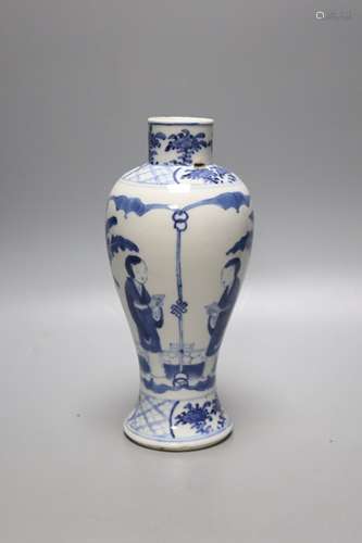 A Chinese blue and white baluster vase, c.1900, height 28.5c...